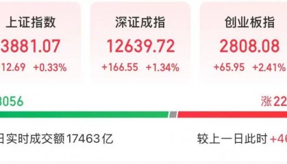 创业板指突破2800点，科创50大涨，寒武纪市值一度超6000亿