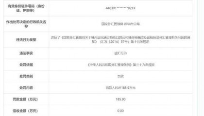 又一例！个人设立海外公司被外汇局罚款185.9万元