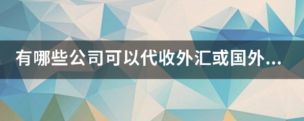 有哪些公司可以代收外汇或国外货款